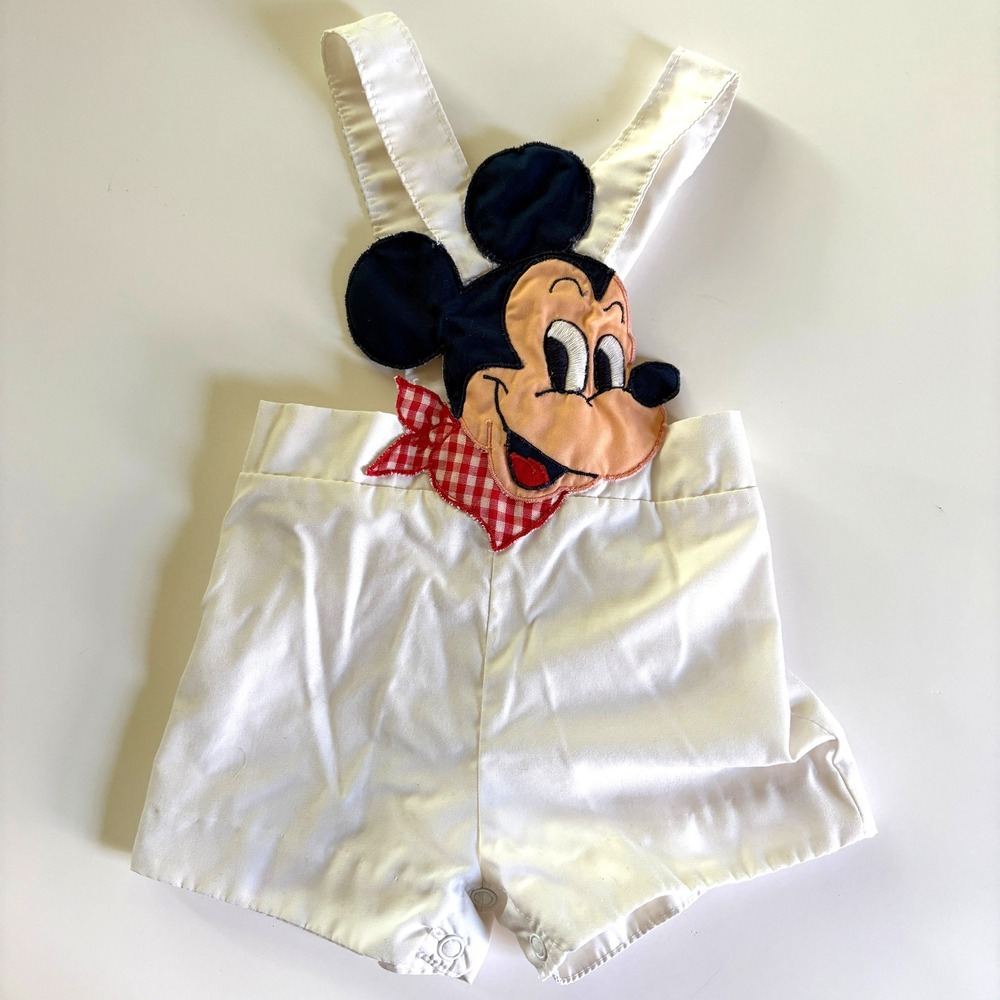 Mickey Mouse Romper‎ Vintage 1970s Applique Suspender Outfit